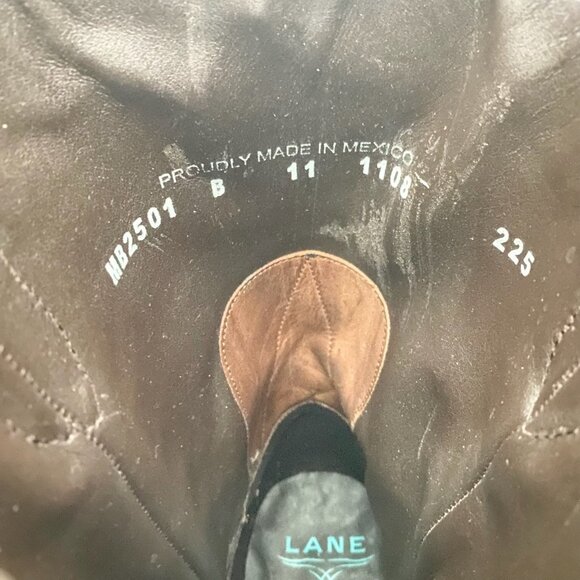 Lane Mens Brown Cowboy Boots 11 D Genuine Leather Western Casual Square Toe - Picture 9 of 11
